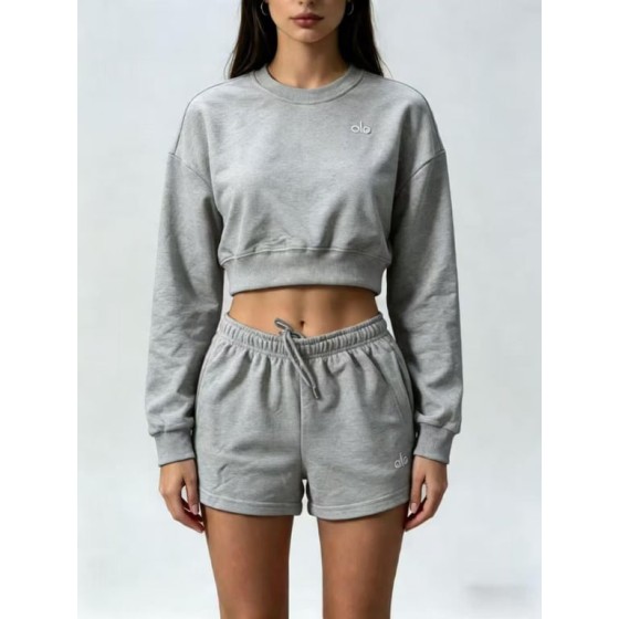 Women's ALO Short Crew Neck Suit (Gray)